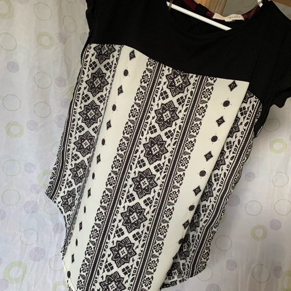 Sheer black and white blouse